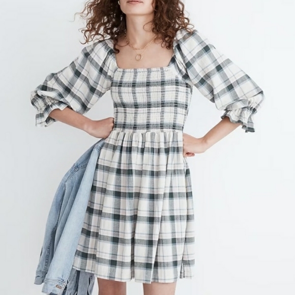Madewell Dresses & Skirts - Madewell Lucie Puff Elbow Sleeve Smocked Mini Dress Size XS